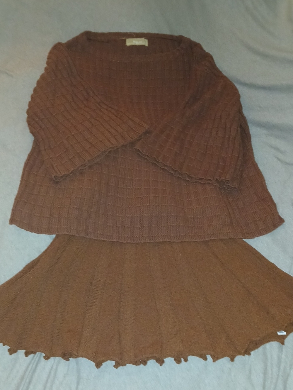 Free People Chocolate Brown Waffle Knit Scoop Neck Sweater